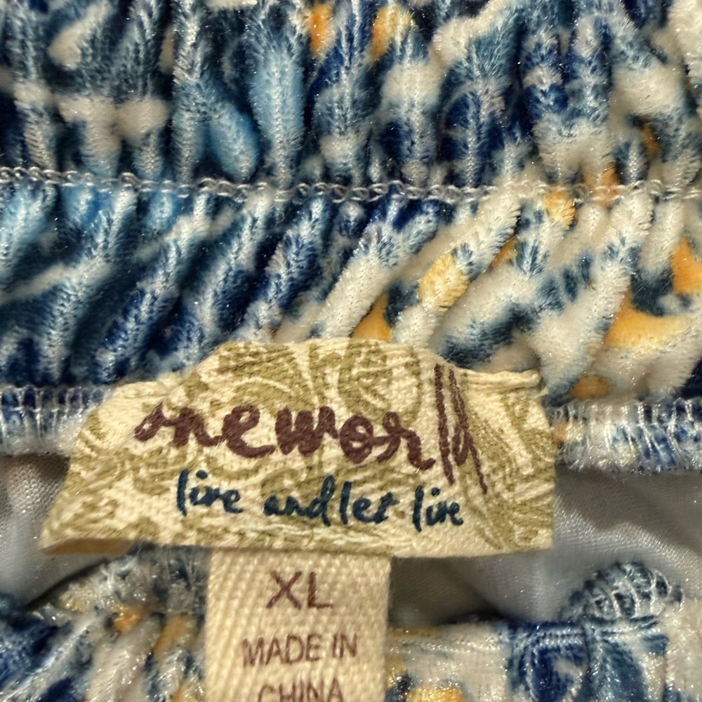 NWT Mezon Blue Paisley Boho Jogger Pants XL Soft Lounge Festival - Picture 4 of 5